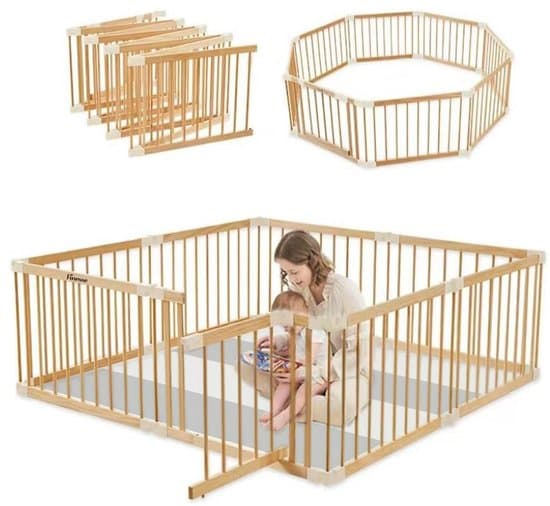 ouwbare Babybox 152x152 cm met Luxe Dikke Speelmat – Inklapbare Playpen 8 Panelen 70 cm, Stabiel en Praktisch Ontwerp