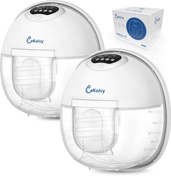 Kolvy® Air Draadloze Elektrische Borstkolf - Dubbel - Intelligente Kolfapparaten - Handsfree Breast Pump - Incl. 5 Maten, Stofkap en E-Book