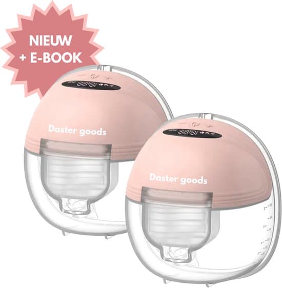 Daster goods® - Elektrische Draadloze Borstkolf PRO - Handsfree & Draagbaar - BPA-vrij - Dubbele Borstkolf - Met E-Book - Incl. 20 Bewaarzakjes - Incl. 4 Maten - Roze