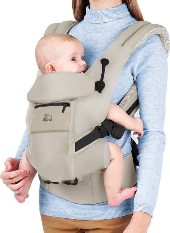 Deryan Ergonomische Draagzak - 4-in-1 - Buik- en Rugdrager - Cream