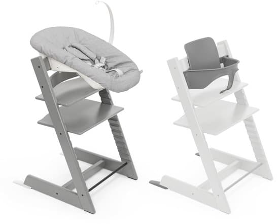 Stokke Tripp Trapp-kinderstoel, Storm Grey (inclusief stoel en Babyset 2) met newbornset - veilig, verstelbaar, ergonomisch ontwerp