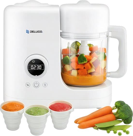 Delugo® Baby Blender - 5-in-1 Babyvoeding maker - Flessenwarmer - Incl. 2 Bakjes - 300ml - Baby Stomer en Blender - Baby cooker - Baby Foodprocessor - Baby Cook