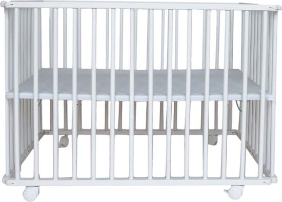 Prénatal Inklapbox Edin – In 3 Hoogtes Verstelbare Baby Box – Kinderbox op Wieltjes – 100 x 75 cm - Wit