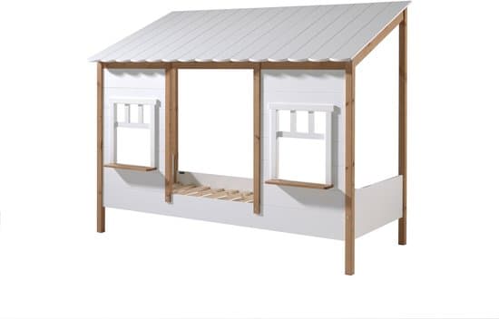 Bedhuisje Odense 90x200 MDF - wit/dennenhout - Vipack - Huisbed - Wit; Bruin - Hout; MDF Eenpersoons Normaal bed