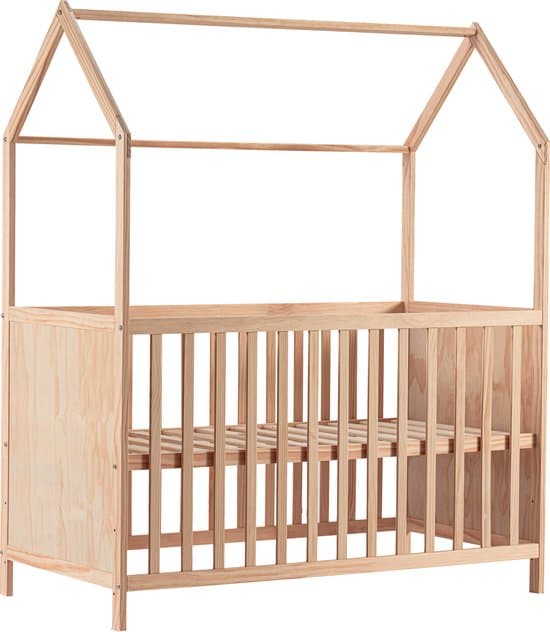 Cabino Baby Bed / Ledikant Sterre 60x120 cm Met Verstelbare Bodem & Massief Hout - Naturel
