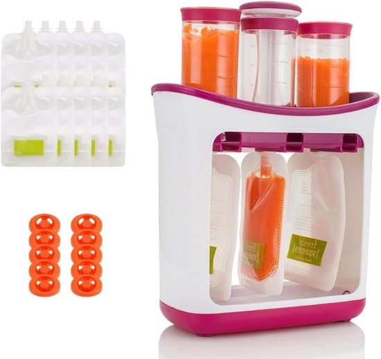 Allecta - Compressiestation voor babyvoeding - 10 BPA-vrije knijpzakken - smoothie, vruchtensap, voedselmachine - thuis en keuken