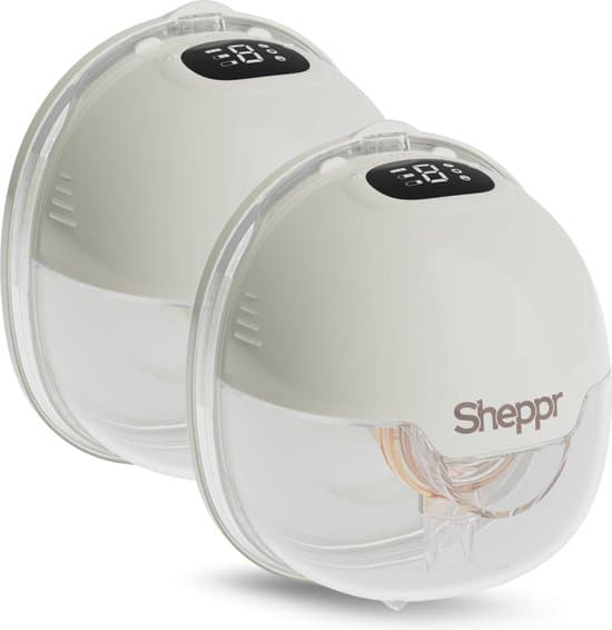 Sheppr® Elektrische Draadloze Borstkolf – Handsfree Borstkolf – Draagbare Borstkolf – Dubbele Borstkolf – Handsfree Breast Pump – Complete Set – BPA Vrij –Met E-book – Incl. 5 maten borstschilds – 3 Modi & 9 Levels- Beige - Wit