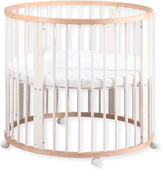Buxibo Baby Box - Grondbox - Speelbox - Playpen - Kinderbox - Rond - Inclusief Matras - Op Wielen - 92x92x80.5cm - Hout