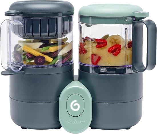 Aurixi® Stoomkoker baby - Baby Stomer en Blender - 4-in-1 Multifunctionele Baby Cooker - Baby Cooker - Multifunctionele Robot Cooker - Babyvoeding Maker- Grijs - 22cm x 38cm x 28cm