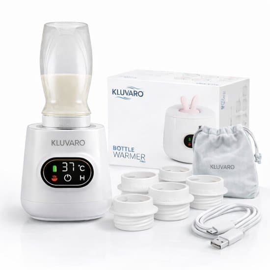 Kluvaro Flessenwarmer - Draagbare Flessenverwarmer voor Onderweg - Zeer Snel - Slimme timer - Geschikt voor alle merken - Wit