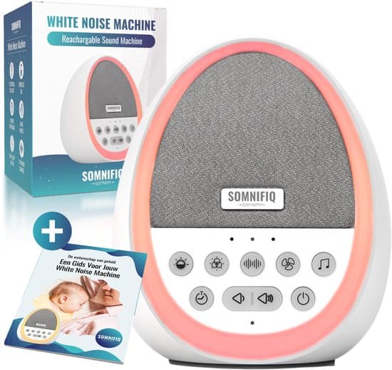 Somnifiq Droomei White Noise Machine - White Noise Baby - Witte Ruis Machine met 7-kleuren nachtlampje - 29 rustgevende geluiden