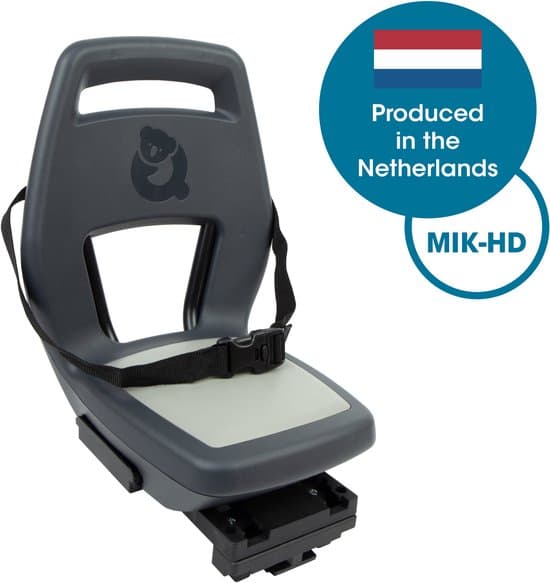 Qibbel Junior 6+ Fietsstoeltje Achter MIK HD – Granite Grey - inclusief voetbeschermingsplaten en voetsteunen