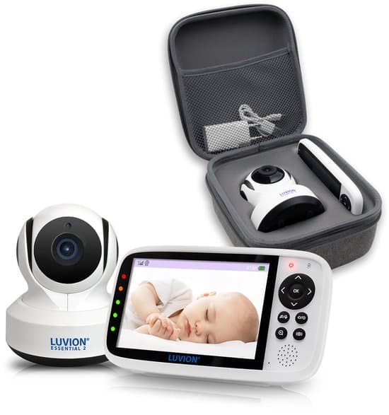 LUVION® Essential 2 Babyfoon + Protection Case – Babyfoon met Camera – Uitbreidbaar tot 4 Baby Camera's