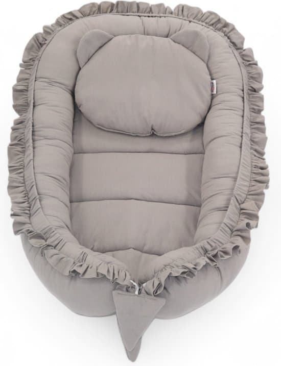 Babynestje - FRILL - Babynest SET met kussen - Grijs
