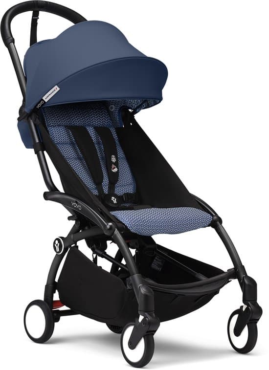 Stokke YOYO3 kinderwagen vanaf 6 maanden - Inclusief zwart frame / Air France Blue zitkussen + luifel - In een handomdraai in- en uitklapbaar - Licht en compact - Past in handbagage