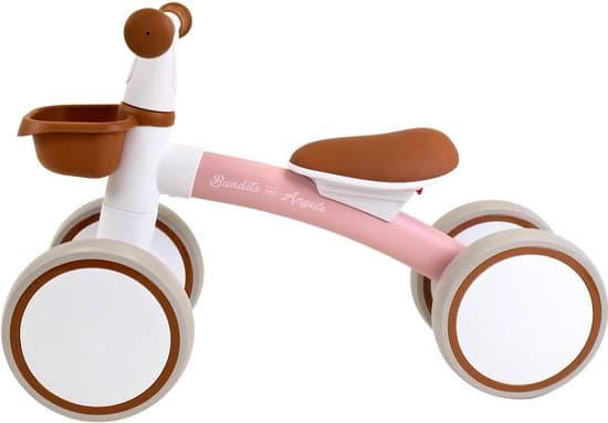 Bandits & Angels Loopfiets First Rider Roze vanaf 1 Jaar voor Jongens en Meisjes - Metaal - Roze Loop Fiets - Compact en Veilig voor Binnen en Buiten
