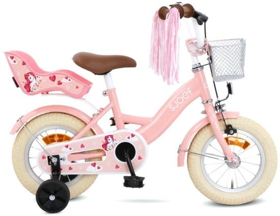 SJOEF Dolly Meisjesfiets 12 inch Roze - Unicorn - Kinderfiets met zijwieltjes 2, 3 & 4 jaar - Fiets 12 inch