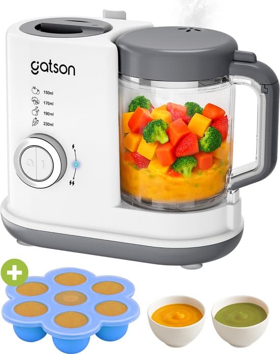 Gatson BabyChef - Blender en Stomer - Inclusief Babyvoeding bewaarbakje - Met Cook, Steam en Blend-Functie - Baby Food Maker - Baby Foodprocessor - Babyshower