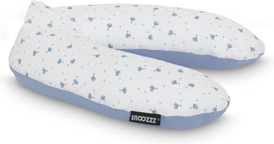 Snoozzz Voedingskussen Premium Kwaliteit - 185 cm – Microparel Vulling – Luxe Draagtas – Wasbare Hoes - Spring Blauw